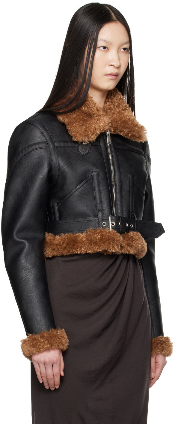Яке бомбър Stella McCartney Stella McCartney Plush Teddy Faux-Leather Jacket Черно | 680110SJB14, 1