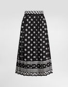 Dolce & Gabbana Calf-Length Pleated Skirt with DG Logo Print