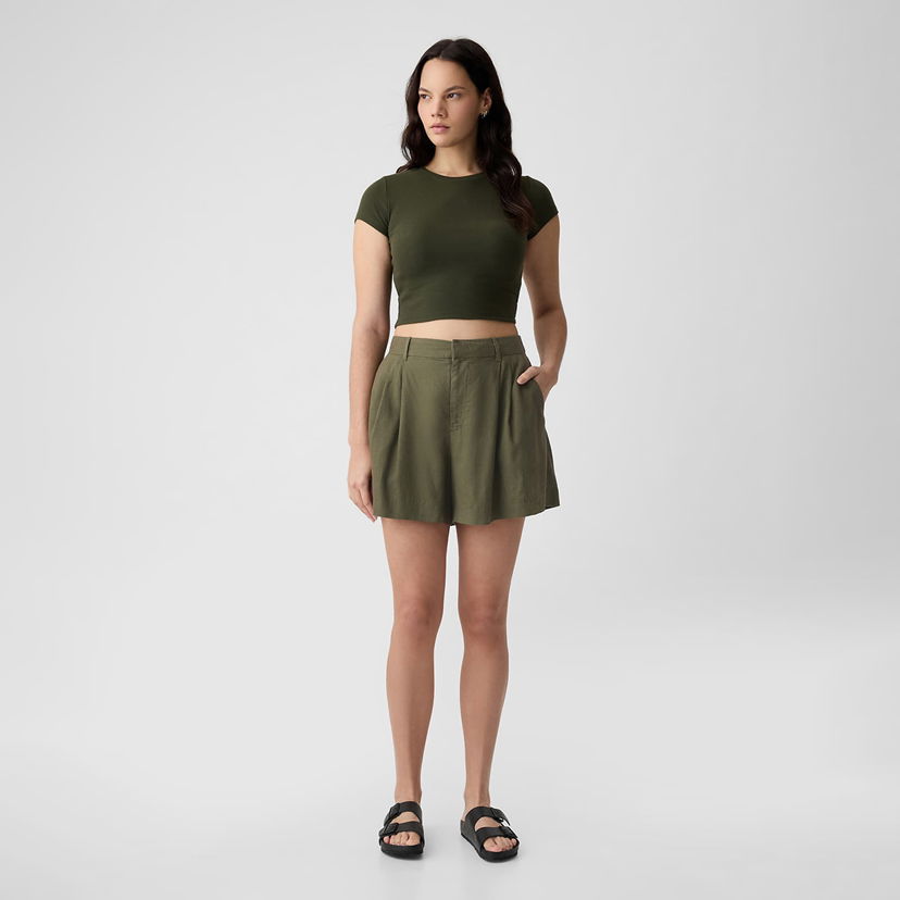 Къси панталони GAP 4 Inch Linen Short Olive Night Зелено | 416638-01