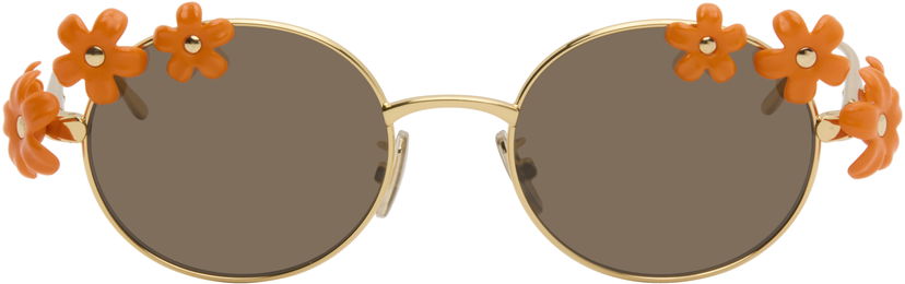 Слънчеви очила Loewe Signature Round-Frame Floral Applique Sunglasses Оранжево
 | LW40173UM5130F 840126861532