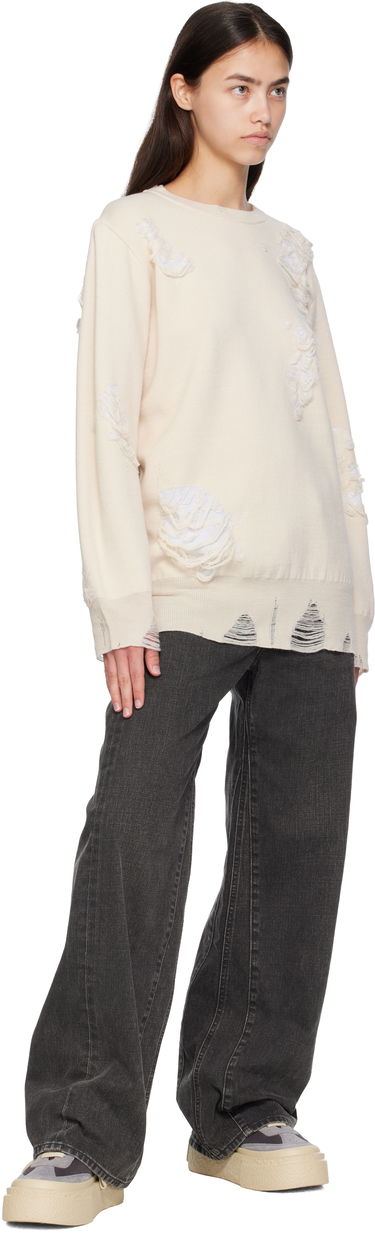 Пуловер Maison Margiela MM6 Maison Margiela Double-Faced Distressed Sweater Бежово | S52HL0046 M13131, 3