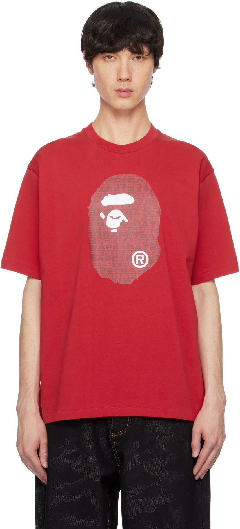 Тениска BAPE Lux Sport Pattern Ape Head T-Shirt Червено | 001TEK801322M