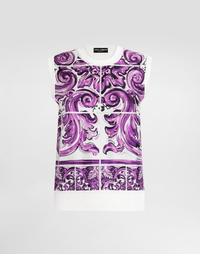 Dolce & Gabbana Majolica-Print Silk Tank Top