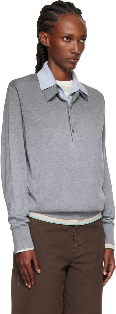 Поло тениска Acne Studios Acne Studios Layered Silk Polo Сиво | A60591-, 1