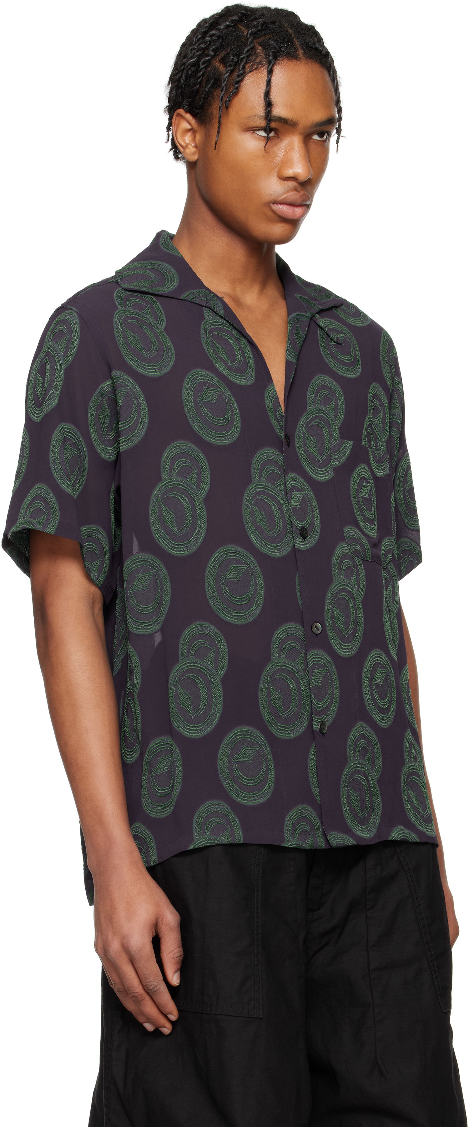 Риза Needles NEEDLES Short Sleeve Italian Collar Shirt Лилаво | QV123, 1