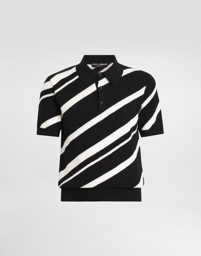 Dolce & Gabbana Striped Knitted Polo Shirt