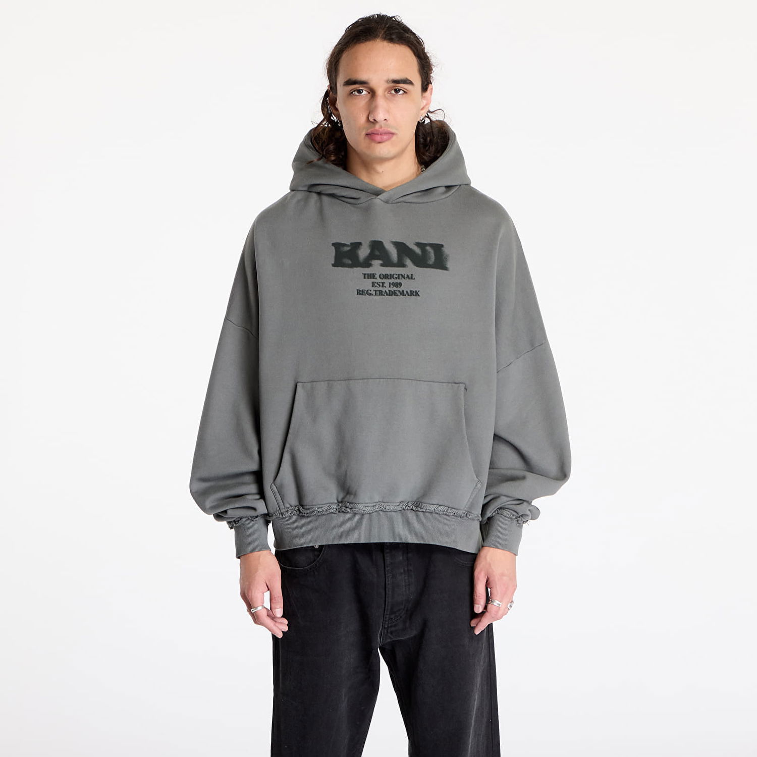 Суитчър Karl Kani Sweatshirt Retro Sprayed OS Hoodie Anthracite S Сиво | 60210110, 0