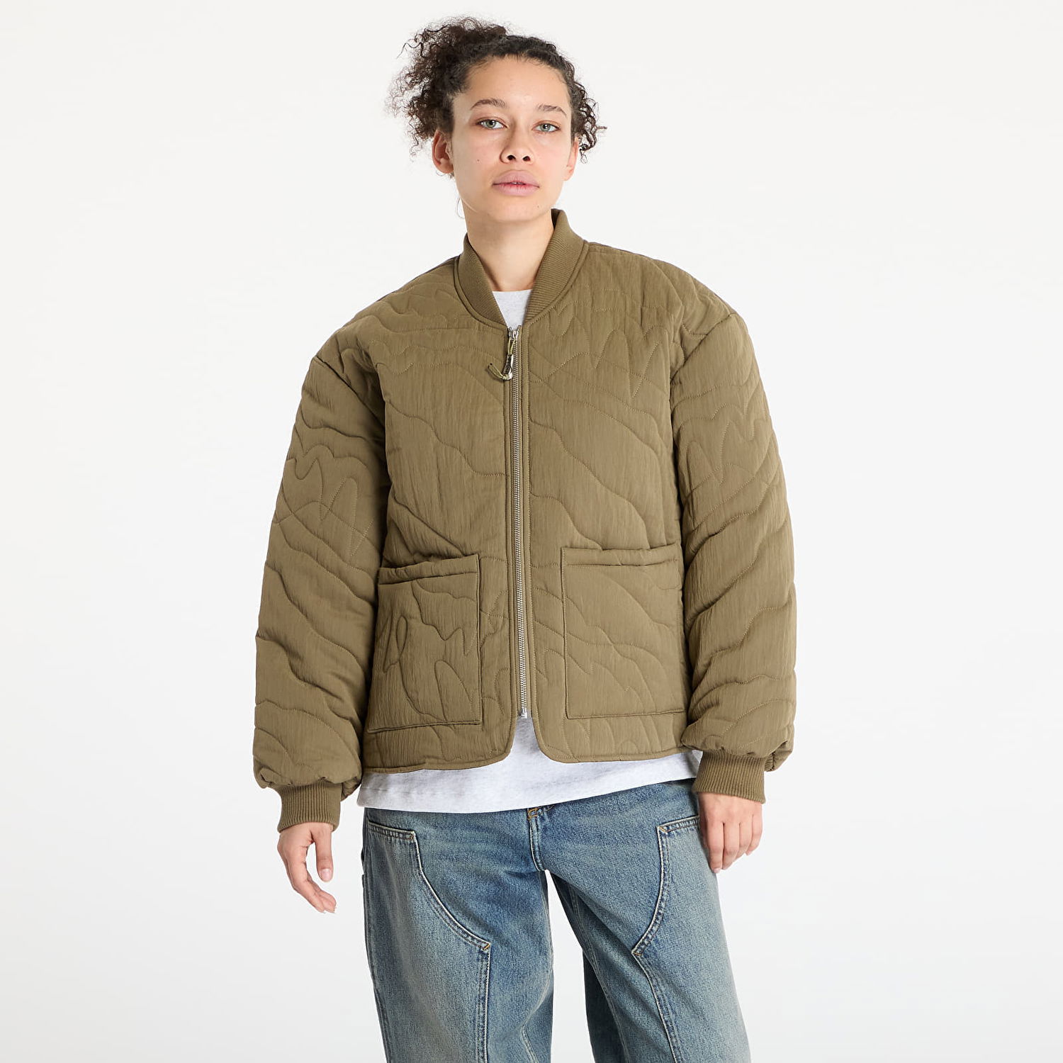 Яке бомбър Footshop FTSHP Silver Lining Quilted Jacket Зелено | FTSHP_466, 1