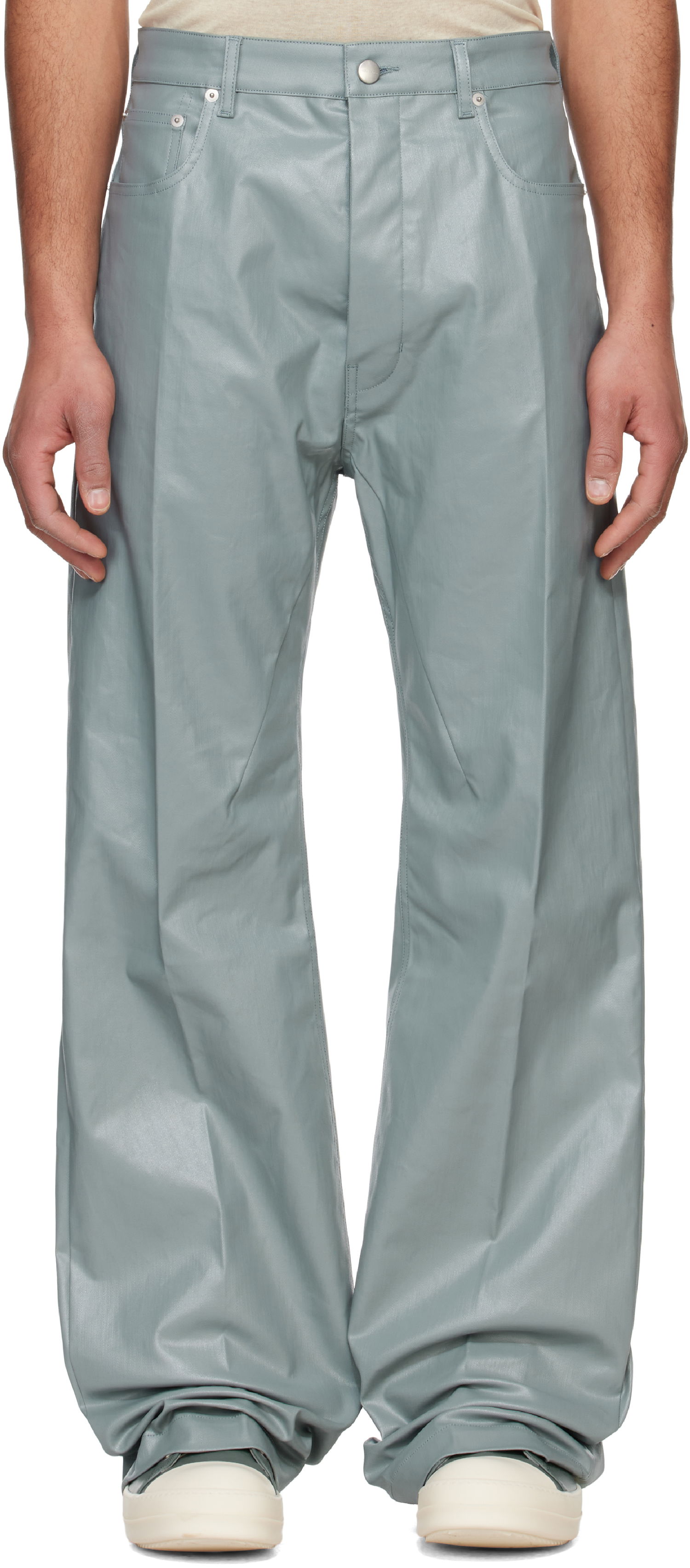 Панталони Rick Owens Rick Owens Hollywood Geth Leather Trousers Зелено | RU01E5333 SCT, 0