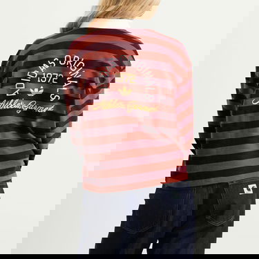 Поло тениска adidas Originals Long Sleeve Striped Polo Бургунди | KF2323, 3