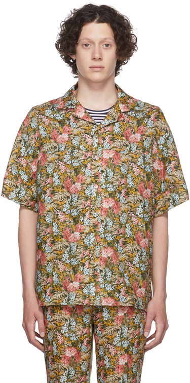 Риза Erdem Floral-Print Short Sleeve Shirt Зелено | MV22_503MLFL PHILIP SHIRT, 0