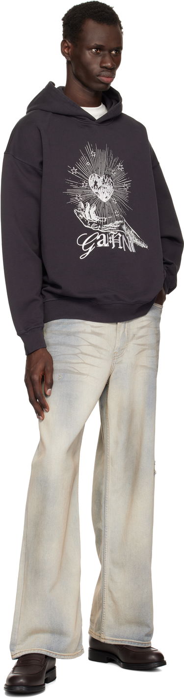 Суитчър GANNI Ganni Isoli Heart Oversized Hoodie Сиво | T4082, 3
