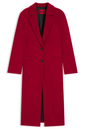 Палта BOSS Relaxed-fit Single-Breasted Long Wool Blend Coat Червено | 50547691