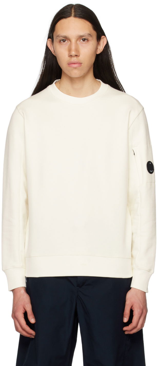 Суитчър C.P. Company Lens Sweatshirt Бяло | 14CMSS022A-005086W, 0