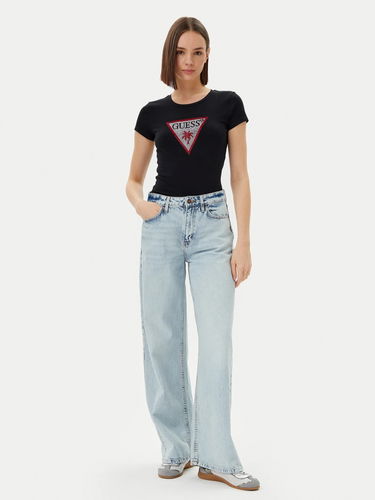 Тениска GUESS Guess Rhinestone Triangle Short Sleeve T-Shirt Черно | E5GI08J1314-JBLK, 2