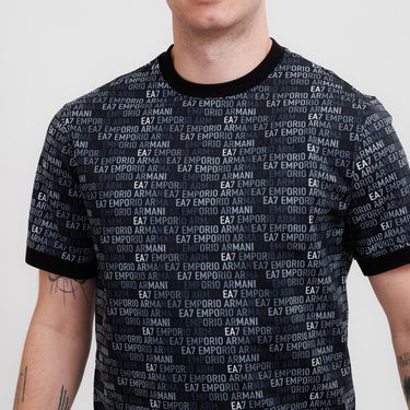 Тениска Emporio Armani EA7 Emporio Armani All-Over Logo Print T-Shirt Черно | 7M000208-AF12874-UC001, 2