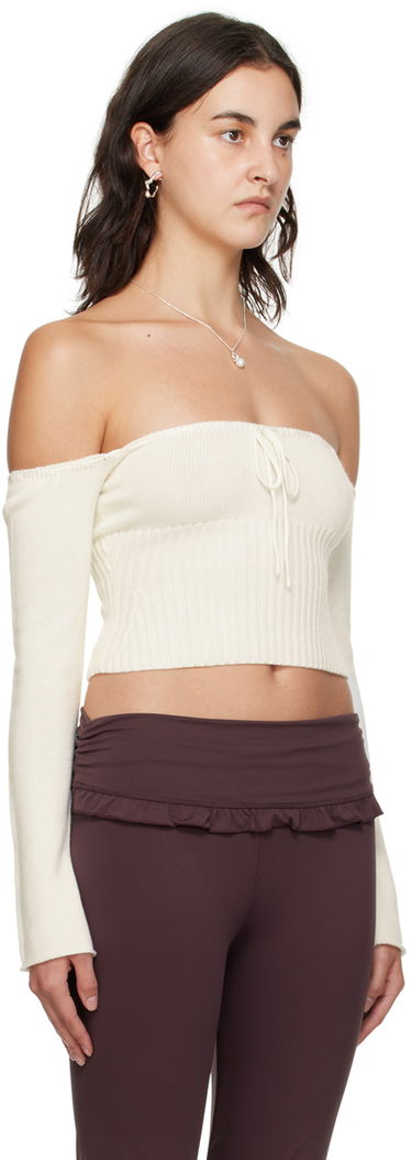 Пуловер GUIZIO Guizio Bayberi Off-Shoulder Sweater Бяло | F23615S020, 1