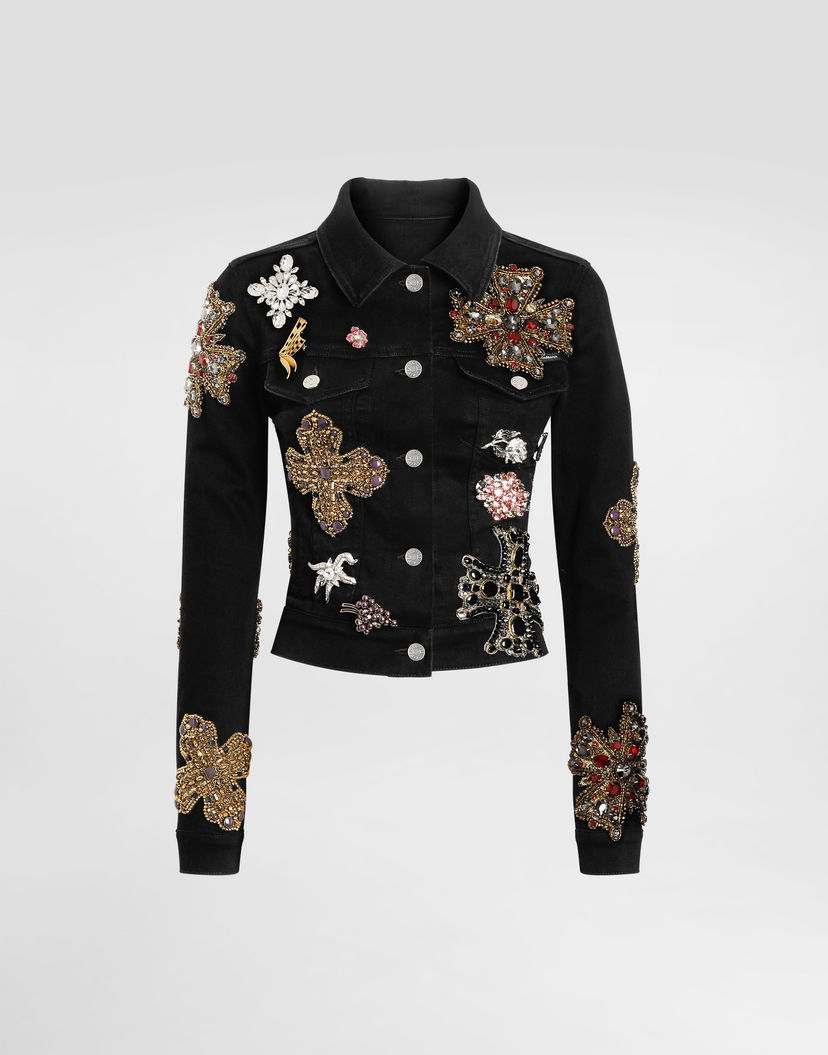 Яке Dolce & Gabbana Dolce & Gabbana Embellished Denim Jacket Черно | F9S20ZG8NM9S9001