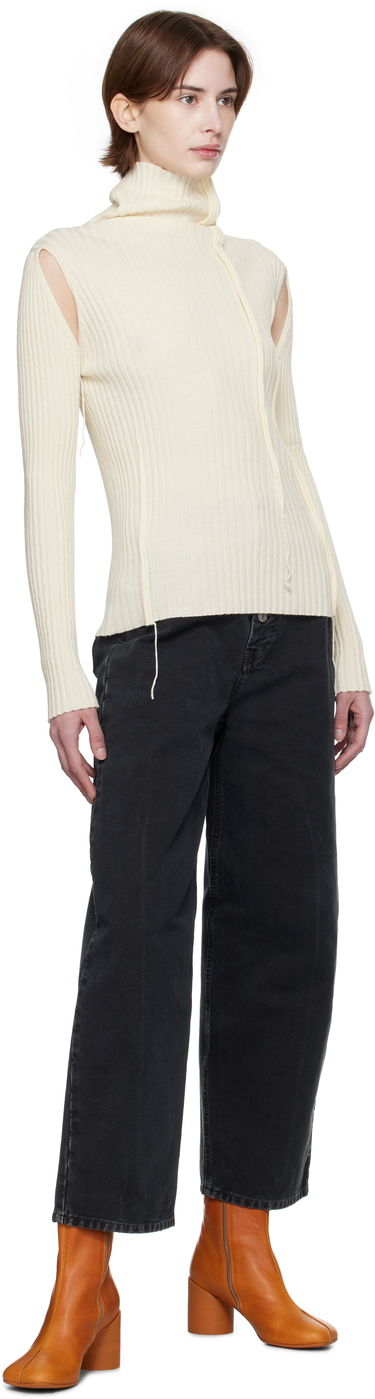 Пуловер Maison Margiela MM6 Maison Margiela Darted Rib Knit Turtleneck Top Бяло | S52HA0294 M13087, 3