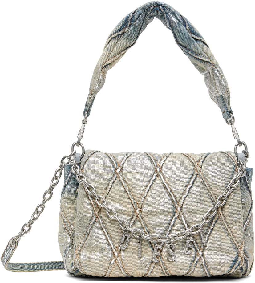 Чанта през рамо Diesel Metallic Denim Shoulder Bag With Charms Синьо | X09596 P6809