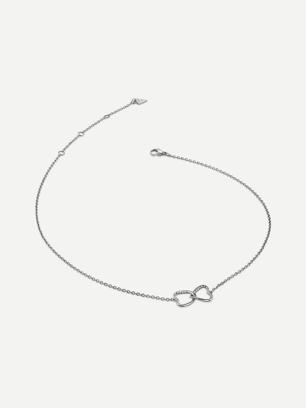 Колие GUESS Silver Double Heart Necklace Металик | JUBN04616JW