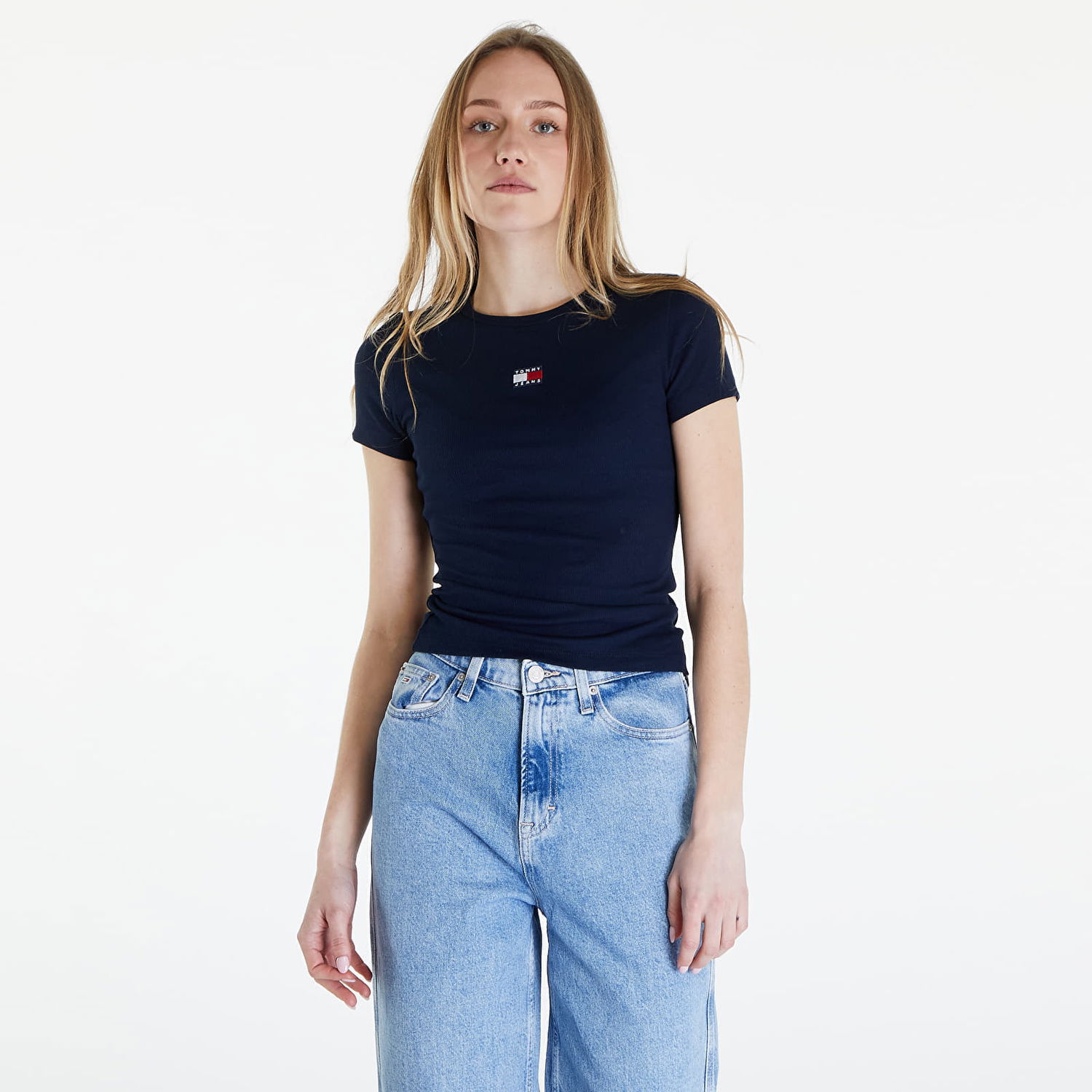 Тениска Tommy Hilfiger Slim Badge Ribbed Tee Dark Night Navy Черно | DW0DW17881 C1G, 0