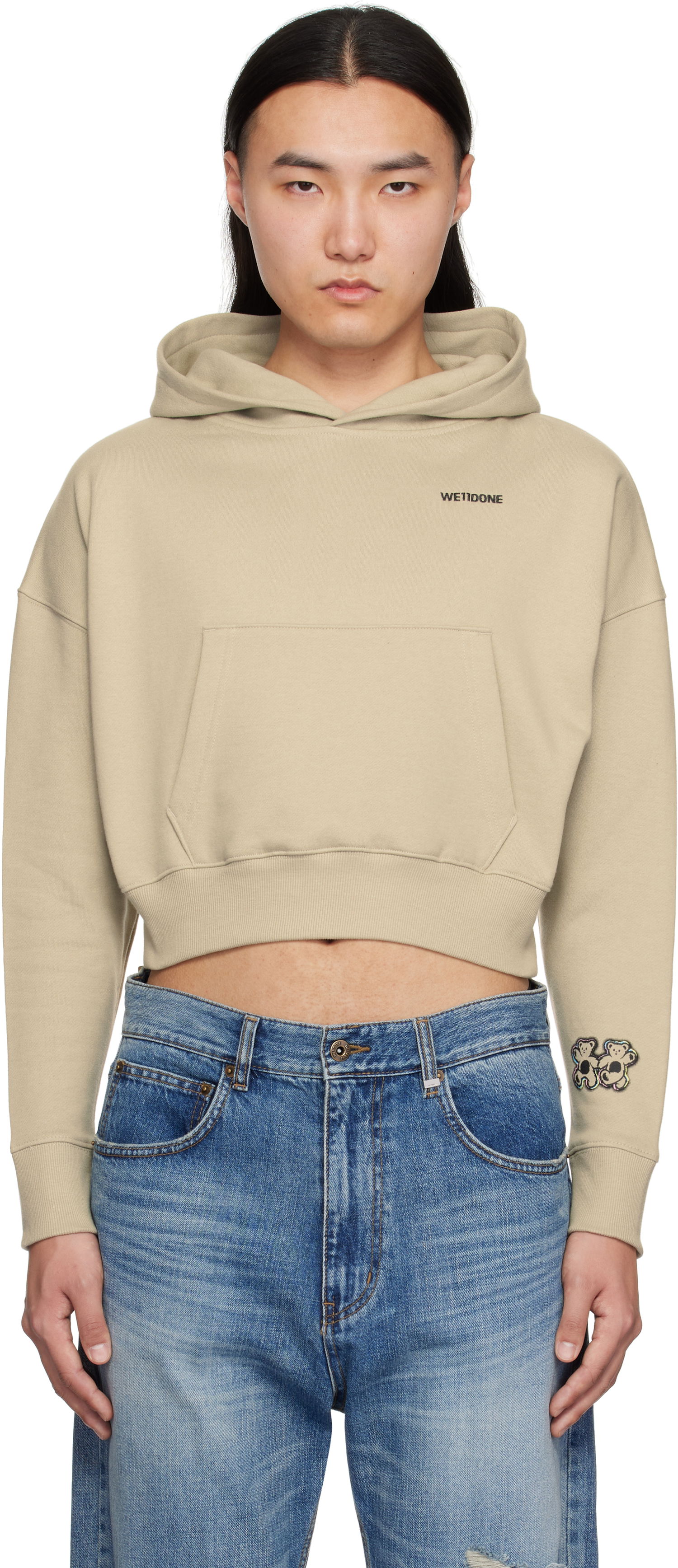 Суитчър We11done We11done Teddy Twins Cropped Hoodie Бежово | WD-TH0-25-841-U-KK, 0