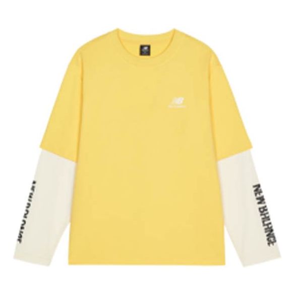 Тениска New Balance Contrast Stitch Knit Long Sleeve T-Shirt Жълто | AMT13370-LHZ