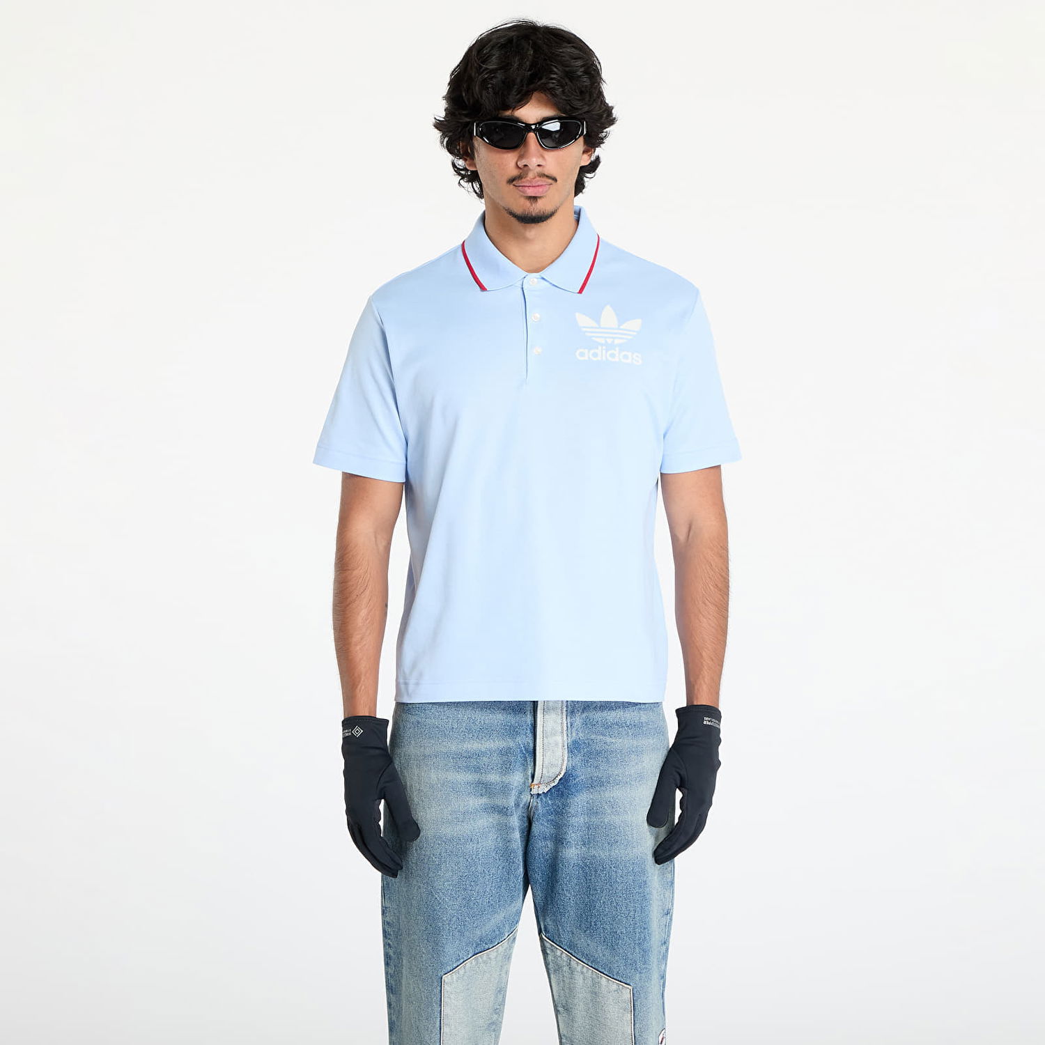 Поло тениска adidas Originals Wales Bonner x Short Sleeve Polo Shirt Синьо | JJ2943, 0