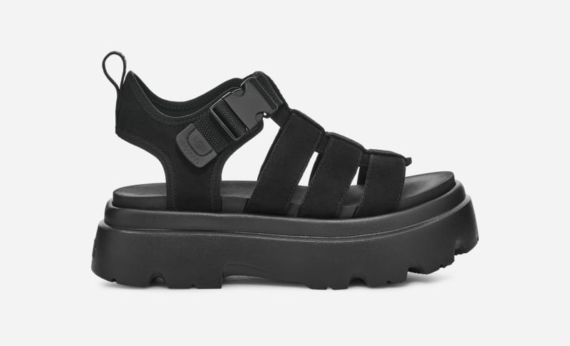 Кецове и обувки UGG ® Cora Sandal for Women in Black, Size 3, Leather Черно | 1152698-BLK, 0