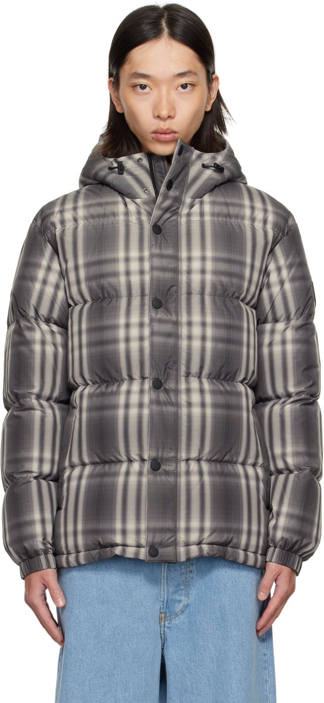 Burberry Ombré Check Hooded Down Jacket