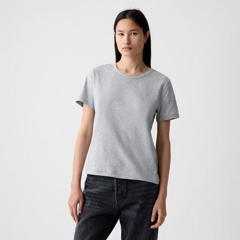 Тениска GAP Basic Tee Heather Grey Сиво | 795346-05