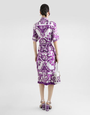 Pокля Dolce & Gabbana Dolce & Gabbana Majolica-Print Twill Shirt Dress Лилаво | F6JICTHI1Y7I03TN, 2