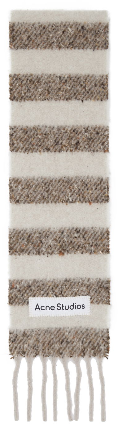Шал Acne Studios Acne Studios Narrow Stripe Alpaca Scarf Бежово | CA0358-, 0