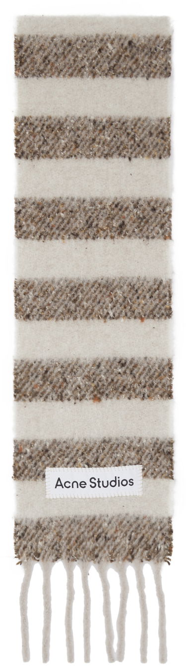 Шал Acne Studios Acne Studios Narrow Stripe Alpaca Scarf Бежово | CA0358-, 0