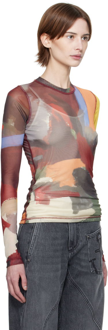 Тениска JW Anderson JW Anderson Abstract Print Sheer Long Sleeve T-Shirt Многоцветен | JO0138-PG1723, 1