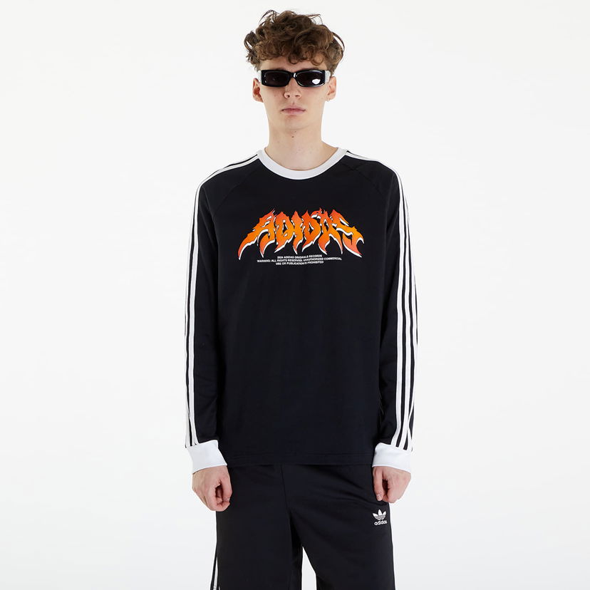 Тениска adidas Originals Flames Long Sleeve Tee Black/ White Черно | IS0206