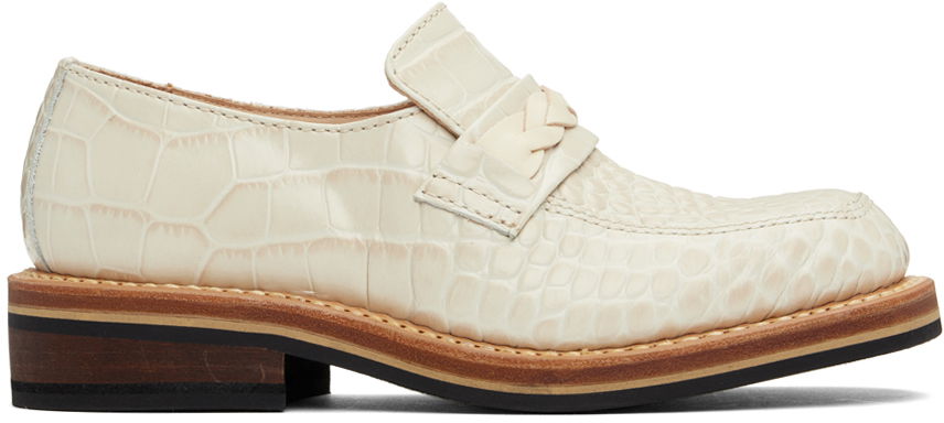 Кецове и обувки OUR LEGACY Nakano Braided Croc-Embossed Loafers Бяло | A4247NVC, 0