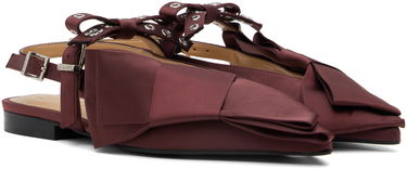 Аксесоари GANNI GANNI Big Bow Slingback Flats Бургунди | S2860, 3