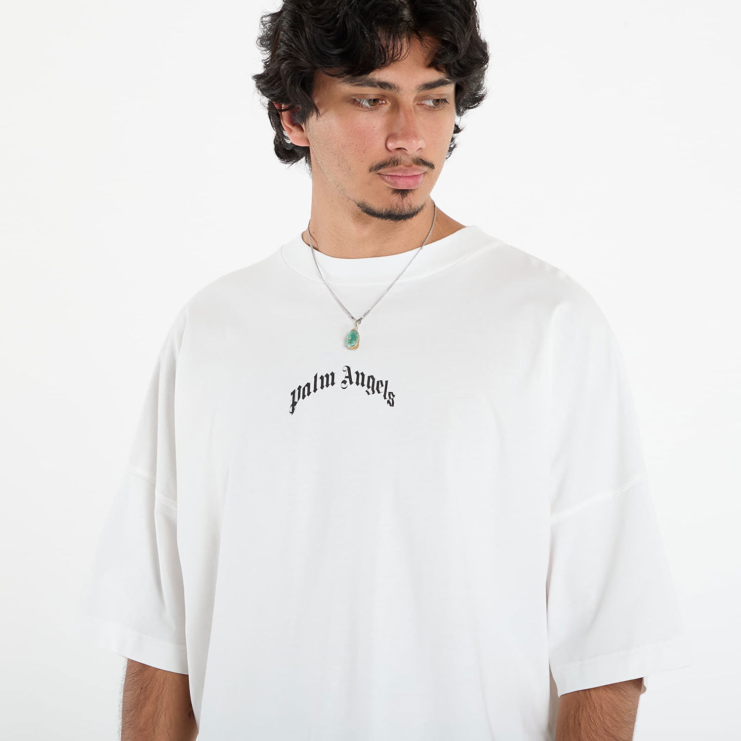 Тениска Palm Angels Palm Angels Back Curved Logo Over Tee Бяло | PMAA10BF25JER0010310, 1