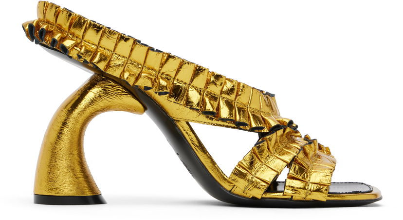 Аксесоари Dries Van Noten Dries Van Noten Ruffled Heeled Sandals Металик | WS251-1566-207