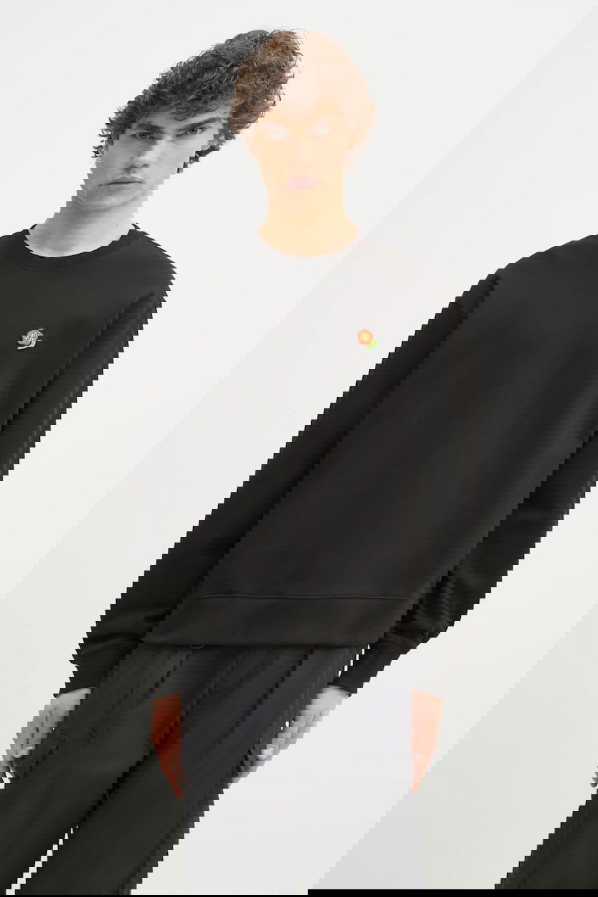 Суитчър KENZO Crewneck Sweatshirt with Embroidered Flower Motif Черно | FF55SW2654MF.99J, 0