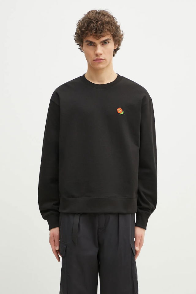 Crewneck Sweatshirt with Embroidered Flower Motif