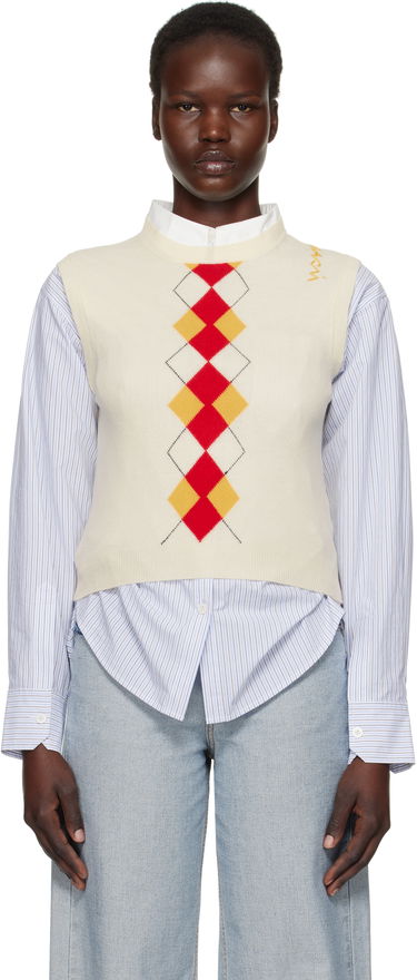 Пуловер Marni Marni Argyle Knit Vest Бяло | GCMD0591Q0 UFH546, 0