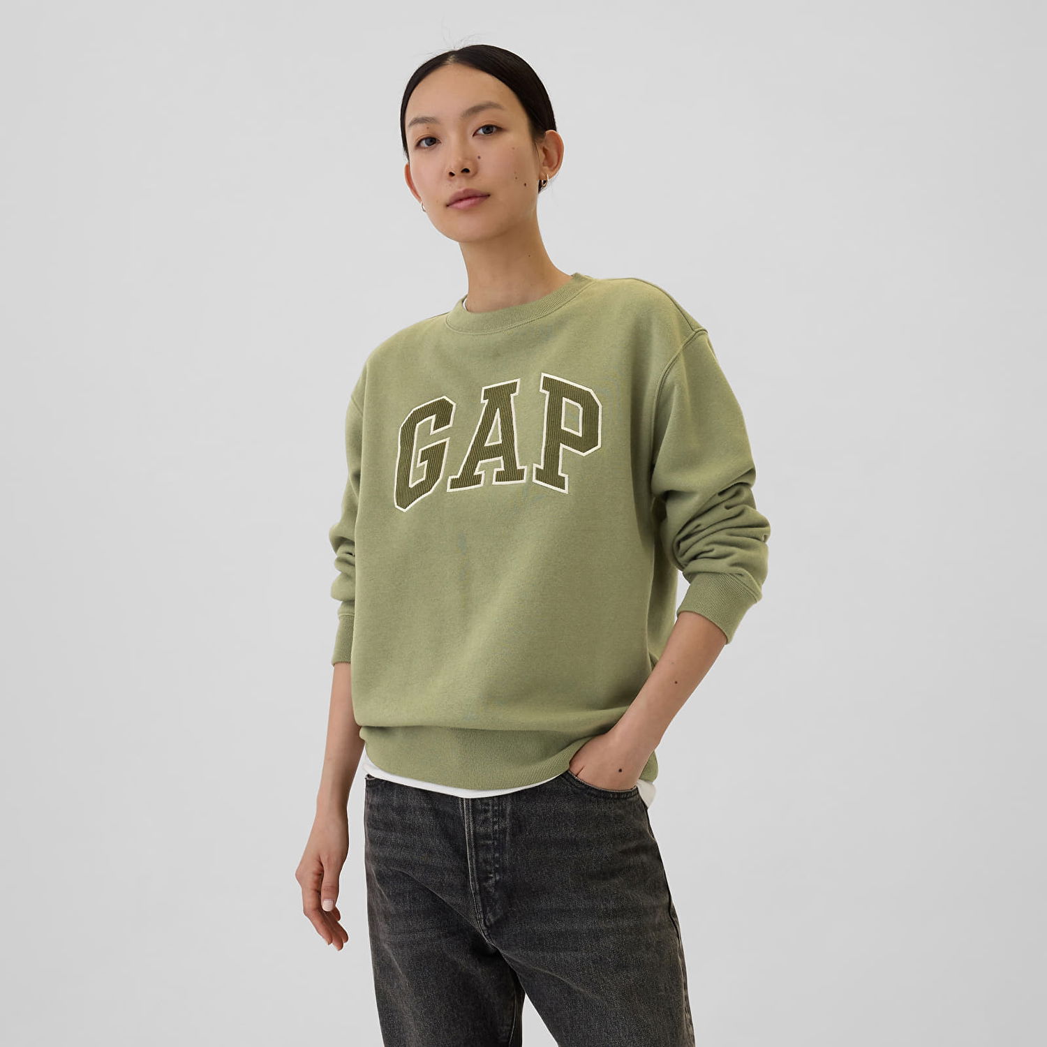 Суитчър GAP Logo Crew Olive Cord Зелено | 554936-34, 0