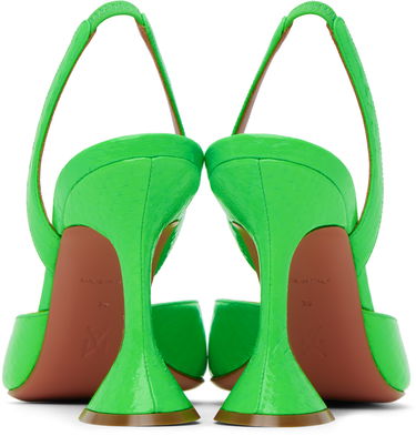 Кецове и обувки Amina Muaddi Sling Back Patent Leather Heels Зелено | HOLLI SLING CL SNAKE, 1