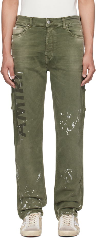 Дънки AMIRI AMIRI Army Logo Painted Slim Workman Jeans Зелено | AMDNSM1018, 0