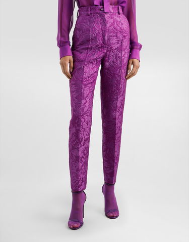 Панталони Dolce & Gabbana Dolce & Gabbana Peony-Motif Brocade Trousers Лилаво | FTAM2THJMQOF0571, 3