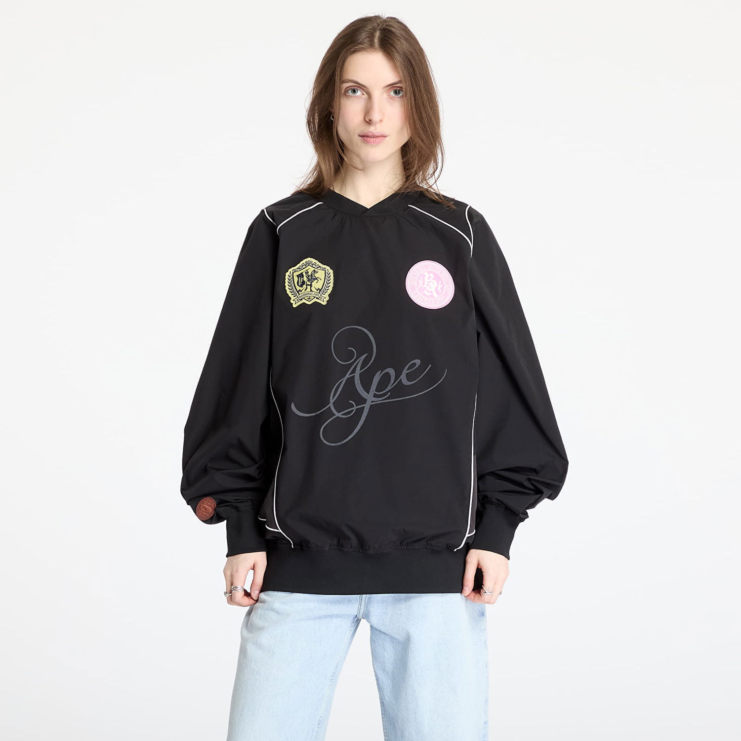 Суитчър BAPE A BATHING APE Multi Logo Relaxed Fit Pullover Черно | 001SWL301317MBLK, 0