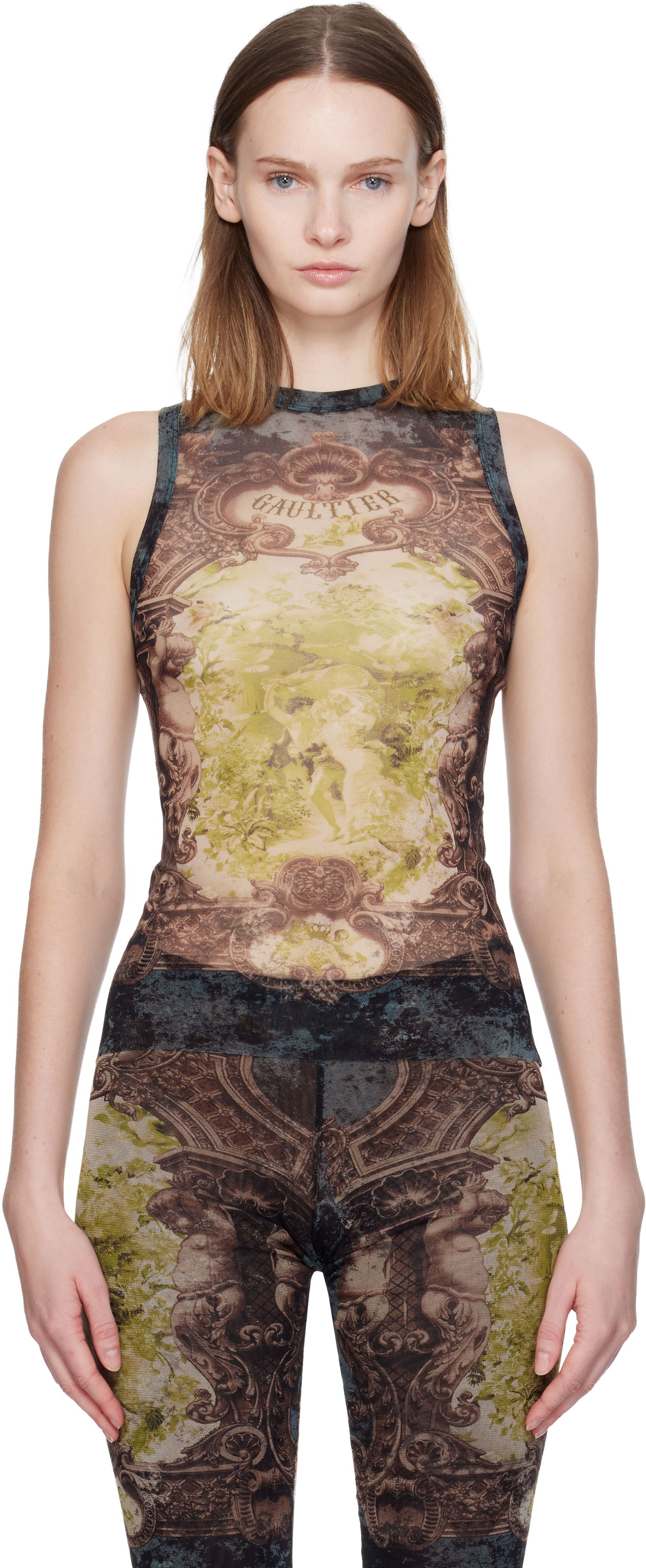 Потник Jean Paul Gaultier 'The Médaillon' Baroque Mesh Tank Top Многоцветен | 25/04-W-TO304-M006P-005740, 0